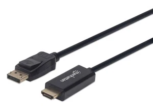 Manhattan DisplayPort 1.1 to HDMI Cable, 1080p@60Hz, 3m, Male to Male, DP With L - Afbeelding 1 van 4