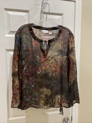 Blusa Pullover Chicos Mujer Bonita Marrón Borgoña Seda Talla 2 Manga Larga Foto 1 de 3