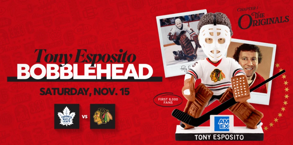 Tony Esposito Bobblehead Chicago Blackhawks 15/11/25 SGA Preventa Foto 1 de 1