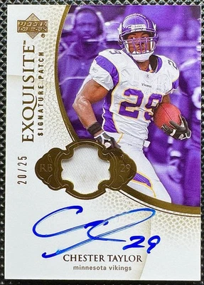 2007 Upper Deck Exquisite Chester Taylor Game Worn Signature Patch Auto 20/25 - Image 1 of 2