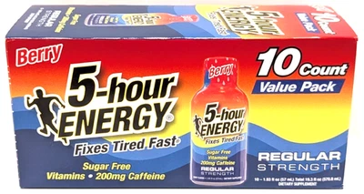 Bebidas energéticas de fuerza regular ENERGY de 5 horas, paquete de 10, bayas, exp. 1/27 Foto 1 de 4