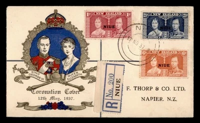 DR WHO 1937 NUEVA ZELANDA NIUE EMBALAJE ORIGINAL FDC KGVI CORONACIÓN COMBO REGISTRADO w17399 Foto 1 de 2