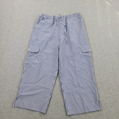 Pantalones cargo Orvis Seersucker para mujer azul medio pierna ancha rayas medida 30x24 Foto 1 de 4