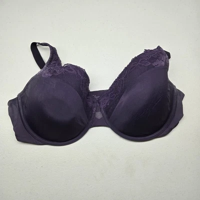 Olga Women Bra 42C Purple T Shirt Underwired Lace Strap Lightly Lined - Image 1 of 4