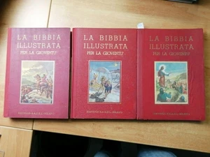 LA BIBBIA ILLUSTRATA PER LA GIOVENTU' 3 volumi illustrati anni 1941/46 1ED - Foto 1 di 5