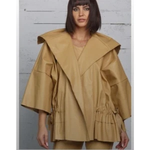 Planet by Lauren G Vegan Leather Kimono-Inspired Open Front Jacket - OS - Picture 1 of 12