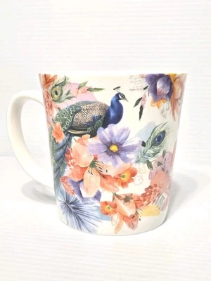 Fine Bone China Coffee Tea Mug Beautiful Peacock Brand New W/ Box Gift Ready! - Image 1 of 4