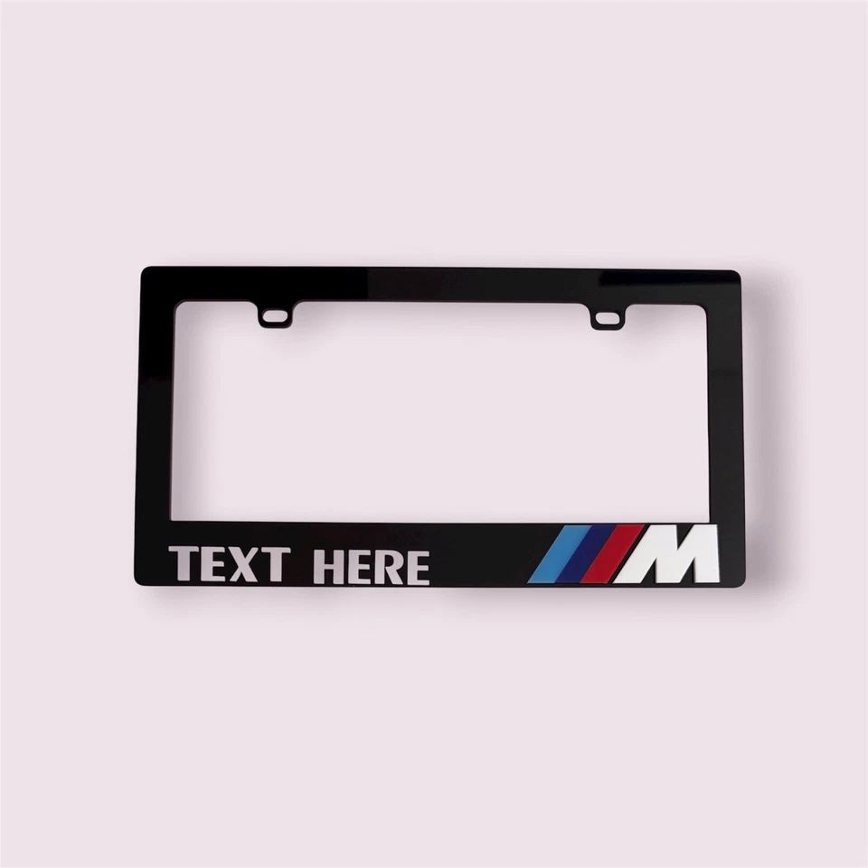 BMW M CUSTOM TEXT  3D Handmade  License Plate Frame Glossy Black - Image 1 of 4
