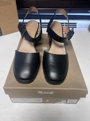 $158 ¡NUEVO EN CAJA! Suela de tacón Madewell The Claudie Mary Jane en negro verdadero talla 9M EE. UU. Foto 1 de 4