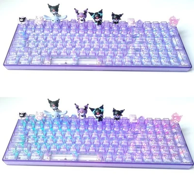 Kuromi Mechanical Keyboard 100 Keys Wireless Bluetooth Transparent Translucent - Image 1 of 4