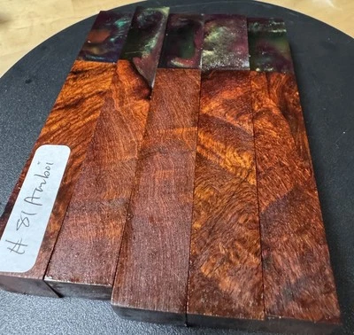 81 STABILIZED AMBOYNA HYBRID PENBLANKS,TOOL HANDLES,CRAFTS WOOD TURNING - image 1 of 4