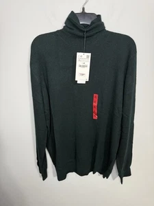 NUEVO Suéter Zara Cuello Alto Para Hombre XL Verde Manga Larga Elastizado - Imagen 1 de 4