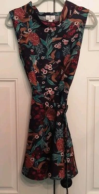 Modcloth Floral Pineapple Print Shift Retro Dress Size L. - Image 1 of 4