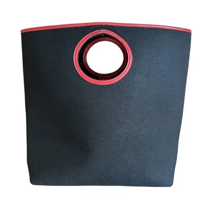 Bolso de Mano Kate Spade Grande de Lana de Fieltro Negro Rojo Borde de Cuero Foto 1 de 4