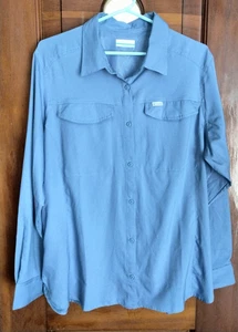 Columbia PFG Long Sleeve Button Down Shirt Men Blue Fishing Omni Shade Pocket XL - Picture 1 of 7