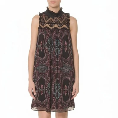 BCBGeneration Mameluco XS Manzana Multi Paisley Encaje Yugo Cerradura Boho Informal NUEVO Foto 1 de 4