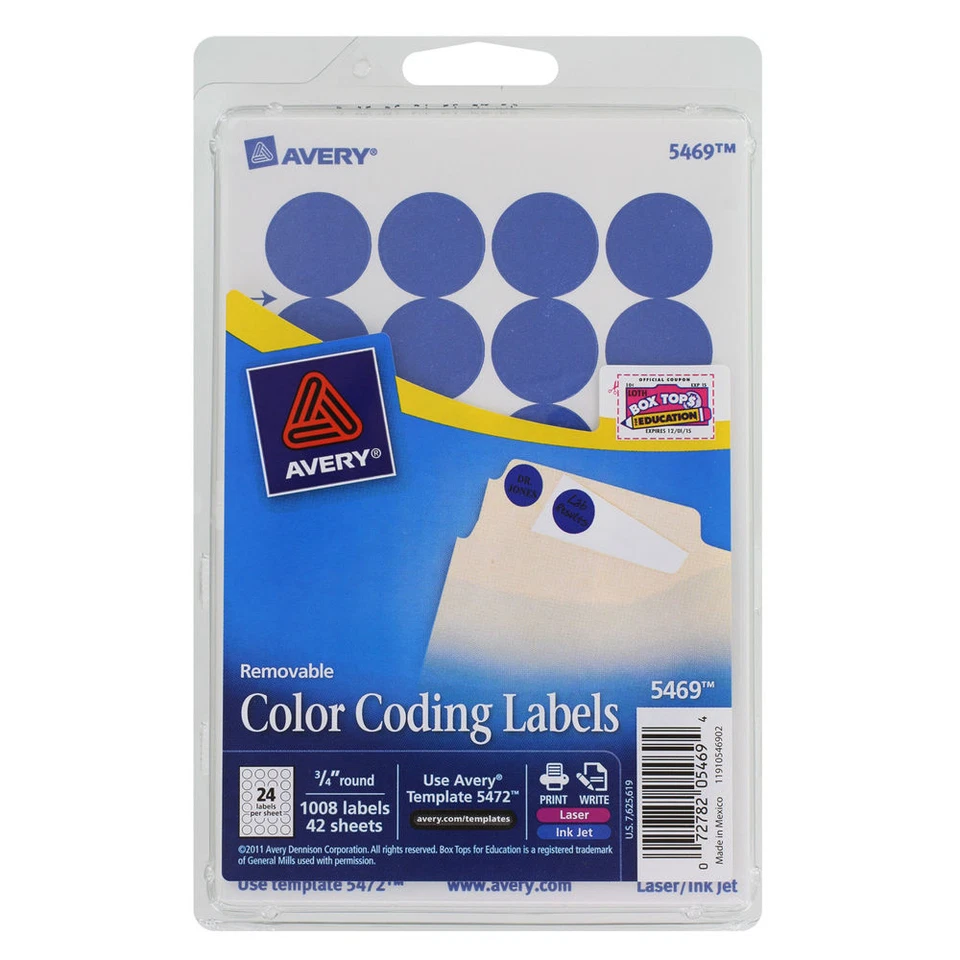 Avery Dennison Ave-05469 Round Color Coding Label - 0.75" Diameter