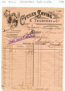 Paris X ème 13 Rue Corbeau - Belle Entête Secteur des Cycles & Automobiles 1905 - Bild 1 von 1