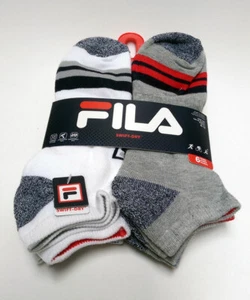FILA MEN'S 6-Pair SWIFT DRY Low Cut Socks Shoe Size 6-12 White Gray #43FL111 NEW - Picture 1 of 9