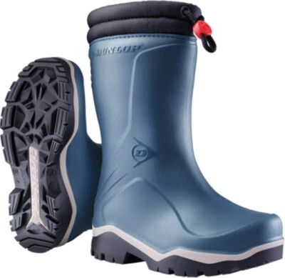 ABVERKAUF Dunlop Blizzard Winterstiefel für Kinder gefütterter Gummistiefel blau