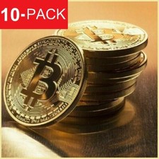 10Pcs Gold Bitcoin Coins Commemorative 2023 New Collectors Gold Plated Bit Coin