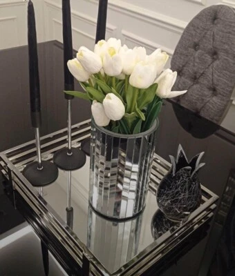 Round mirrored vase - cylinder decorative silver mirrored vase - Home decoration - Изображение 1 из 4