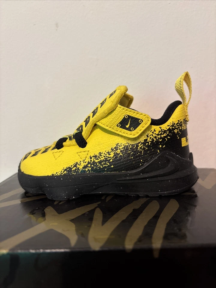 Nike LeBron XVII Auto TDV 17 James Chrome Yellow Black Toddler Infant CK0611-700