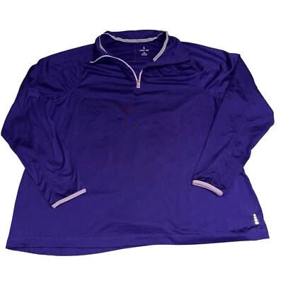 Lands' End Mujer 2x Púrpura Cuarto Cremallera Pullover Top Ropa Activa Foto 1 de 4