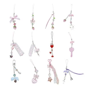 Elegant Beaded Keychain Acrylic Alloy Phone Charm Colorful Keyring Unique Charm - Zdjęcie 1 z 20