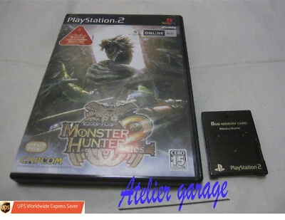 USED W/FUJI WORK Black Memory Card + SONY PS2 Monster Hunter 2 Dos Set Japanese - Image 1 of 4