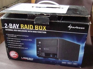 Sharkoon 2-Bay Raid Box NAS Server inkl. Zubehör und Anschlusskabel-Verpackung - Afbeelding 1 van 9