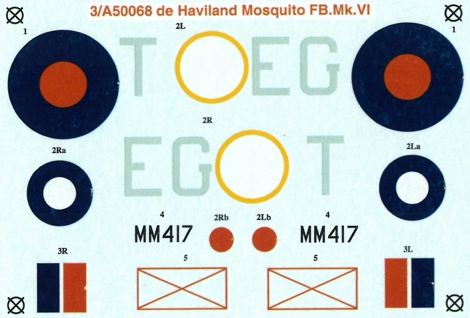 DE HAVILLAND MOSQUITO FB Mk. VI 1/72 DECALS DA KIT AIRFIX - Immagine 1 di 1