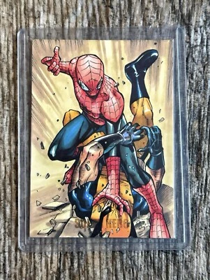 2024 MARVEL STUDIO SUPERHERO SPIDER-MAN & WOLVERINE MAO SKETCH ARTIST AUTO 1/1 - Image 1 of 2