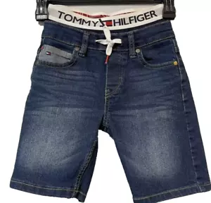 Tommy Hilfiger Toddler Boys Retro Denim Jean Shorts  2 2T Portola Waist Logo NWT - Picture 1 of 2