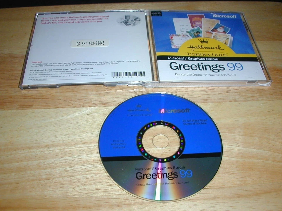 Microsoft Greetings 99 MS Graphics Studio PC CD-ROM Hallmark for Windows 95/98 - Image 1 of 1