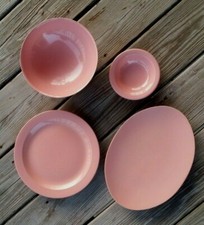 Lot Of 4 Pieces Pink Boontonware ~ Platter, Plate, Serving Bowl, Small Bowl