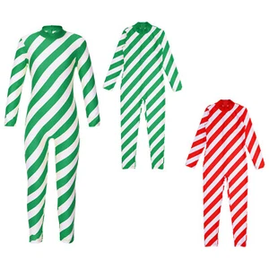 Jungen Mädchen Weihnachten elastische Weihnachten Bühne Performance Unitard Strumpfhose gestreift - Bild 1 von 32