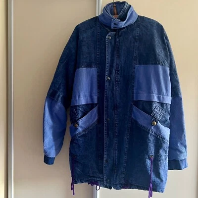 Unisex Adult Jacket Denim Jean Handmade English Vintage 1970s Padded Relaxed Old - Image 1 of 4