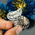 Gift For Women Solitaire Adjustable Ring 925 Silver Natural Turritella Agate