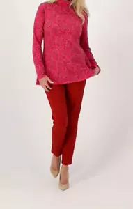 Isaac Mizrahi Live! Printed Turtleneck with Long Sleeves | Pink | Large. - Picture 1 of 2