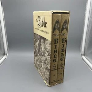 The Bible in Story and Pictures Vintage 1956 2 Volume Box Set Old New Testament - Picture 1 of 20
