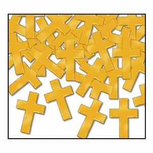 GOLD CHRISTIAN CROSS TABLE CONFETTI HOLY COMMUNION PARTY DECORATION - 28G - Picture 1 of 1