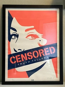 Serigrafía artística enmarcada de 24" x 18" censurada con narradores de la verdad nunca hecha/85 - Imagen 1 de 6