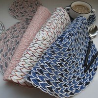 WICKER BOHO SHELL MINT BLACK PLACEMAT PLATE COASTER WEDDING COASTAL DECOR