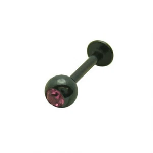 Labret Monroe Black Anodized Titanium Red CZ Jeweled Lip Jewelry 16G 8mm - Picture 1 of 1