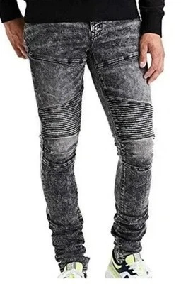 Pantalones de mezclilla apilados American Eagle para hombre negros lavados con ácido Next Level Flex 30x32 Moto Foto 1 de 4