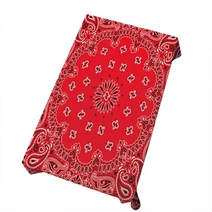 Western Paisley Tablecloth Bandana Seamless Pattern with Red and White Orname... - Picture 1 of 3