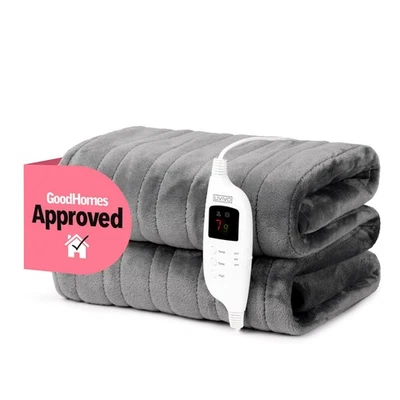 LIVIVO Heated Electric Over Blanket Grey Micro Fleece Throw 160x130cm - Image 1 of 4