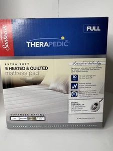 Sunbeam Therapedic Heated & Quilted  Mattress Pad, FULL, White (NEW) SEALED - Picture 1 of 20