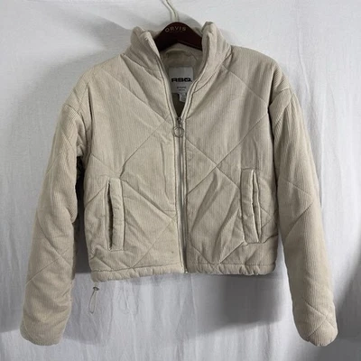 RSQ вельвет с подкладкой куртки короткий пуховик молнии длинным рукавом пальто зимние X маленький - Изображение 1 из 4